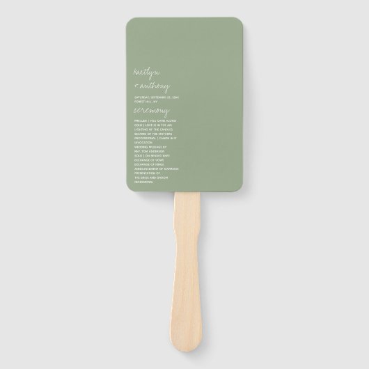Modern Script Sage Green Minimalistic Wedding Handwaaier (Voorkant)