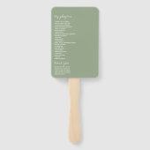 Modern Script Sage Green Minimalistic Wedding Handwaaier (Achterkant)