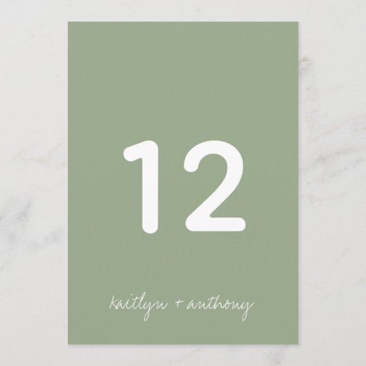 Modern Script Sage Green Minimalistic Wedding Kaart (Achterkant)