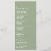 Modern Script Sage Green Minimalistic Wedding Programma (Achterkant)