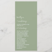 Modern Script Sage Green Minimalistic Wedding Programma (Voorkant)