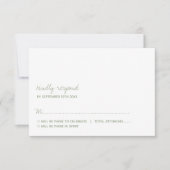 Modern Script Sage Green Minimalistic Wedding RSVP Kaartje (Voorkant)