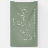 Modern Script Sage Green Oh Baby Shower Spandoek (Verticaal)