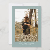 Modern Script Sage Green Photo Baby shower Kaart (Achterkant)