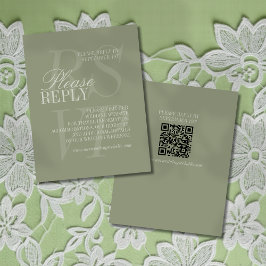 Modern Script Sage Green QR Formal Wedding RSVP Kaartje