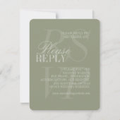 Modern Script Sage Green QR Formal Wedding  RSVP Kaartje (Voorkant)
