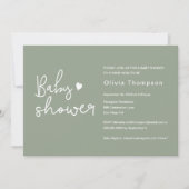 Modern script Sage groen Baby shower Kaart (Voorkant)