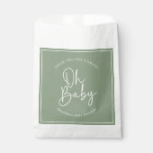 Modern Script Sage Oh Baby Eenvoudig Baby shower Bedankzakje (Voorkant)