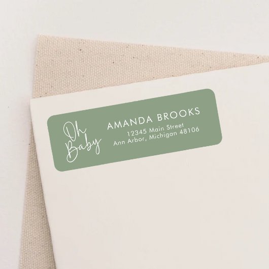 Modern script Sage Oh Baby Eenvoudig retouradres Etiket