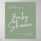 Modern Script Sage Oh Baby Simple Welcome Poster (Devant)