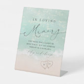 Modern Script Sand Hearts Beach in liefdevolle her Reclamebord Met Voetstuk (Voorkant)