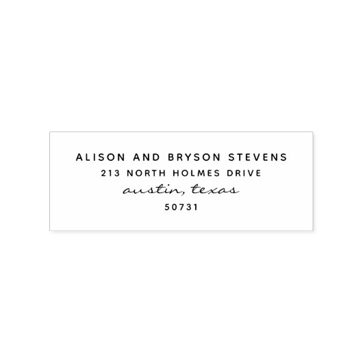 Modern script sans serif retouradres stempel (Afrduk)