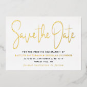 Modern Script Save The Date Echt Folie Uitnodiging (Voorkant)