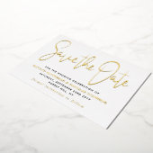 Modern Script Save The Date Echt Folie Uitnodiging (Gedraaid)