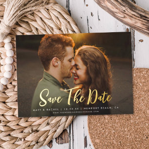 Modern Script SAVE THE DATE Foto REAL Folie Uitnod Uitnodiging