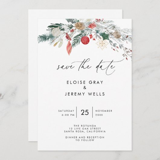 Modern Script Save the Date Kaart (Voorkant / Achterkant)