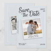 Modern Script Save the Date Retro Photo Wedding (Devant / Derrière)
