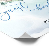 Modern script Schattige Olifant blauw gastenboek t Poster (Hoek)