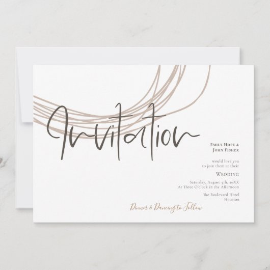 Modern Script Scribble Circulaire Lijn Beige Bruil Kaart (Voorkant)