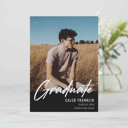 Modern Script Senior Class Photo Afstuderen (Staand voorkant)