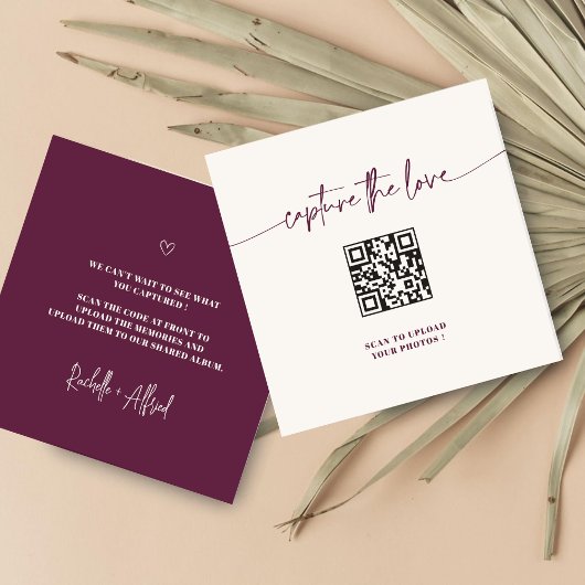 Modern Script Share the Love QR Code Table Kaarten Notitiekaartje