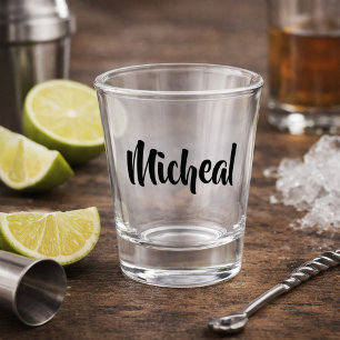 Modern script shot glas