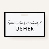 Modern Script Signature Usher Name Badge (Voorkant)