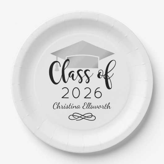 Modern Script Silver 2025 Custom Afstuderen Papieren Bordje (Voorkant)