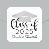 Modern Script Silver 2025 Custom Afstuderen Vierkante Sticker