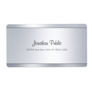 Modern Script Silver Glam Cool Shipping Adres Etiket