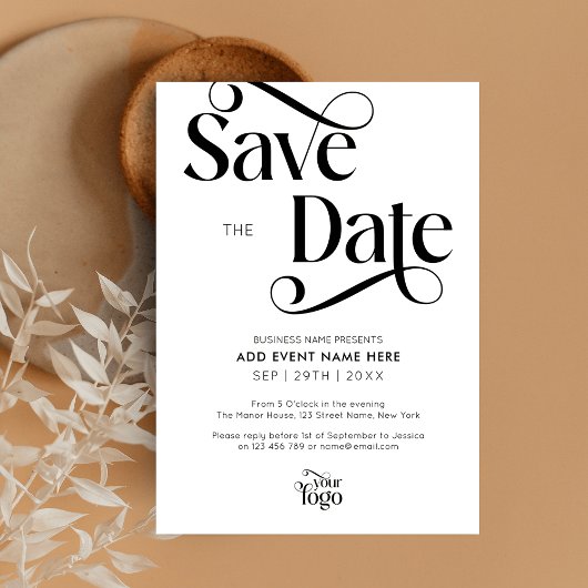 Modern Script Simple Business Event Sla de datum o Kaart