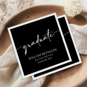 Modern Script Simple Photo Afstuderen Servet