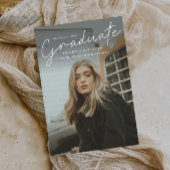 Modern Script Simple Photo Afstuderen Uitnodiging Briefkaart