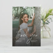 Modern Script Simple Photo Graduation  Bedankkaart (Staand voorkant)