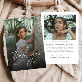 Modern Script Simple Photo Graduation Bedankkaart