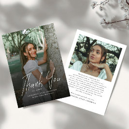 Modern Script Simple Photo Graduation Bedankkaart
