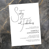 Modern Script Sixty and Fabulous 60th Birthday Kaart
