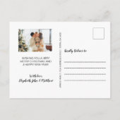 Modern Script Snowflake 3 Photo Collage Kerstmis Briefkaart (Achterkant)