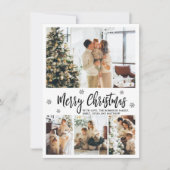 Modern Script Snowflake 4 Fotocollage Kerstmis Feestdagenkaart (Voorkant)