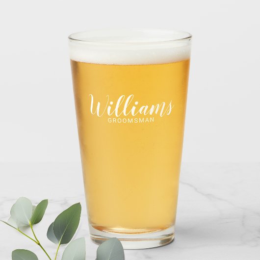 Modern script - speciaal gepersonaliseerd Groomsma Glas