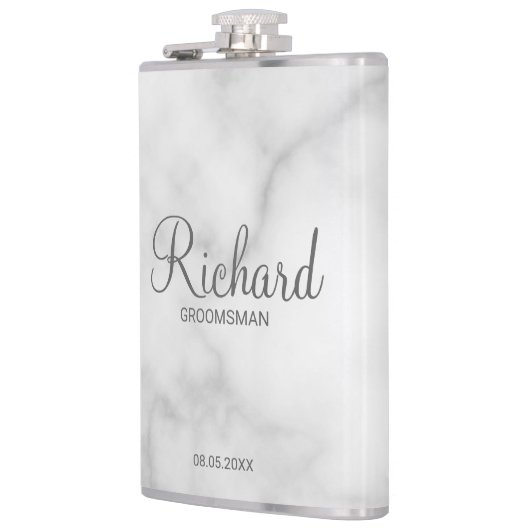 Modern script - speciaal gepersonaliseerd Groomsma Heupfles (Links)