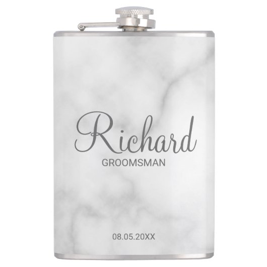 Modern script - speciaal gepersonaliseerd Groomsma Heupfles (Voorkant)