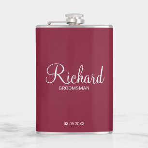 Modern script - speciaal gepersonaliseerd Groomsma Heupfles