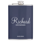 Modern script - speciaal gepersonaliseerd Groomsma Heupfles (Voorkant)