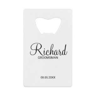 Modern script - speciaal gepersonaliseerd Groomsma Kredietkaart Flessenopener