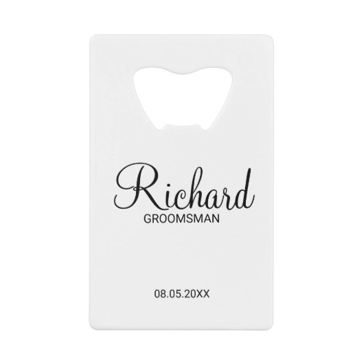 Modern script - speciaal gepersonaliseerd Groomsma Kredietkaart Flessenopener (Voorkant)