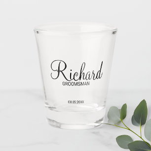 Modern script - speciaal gepersonaliseerd Groomsma Shot Glas