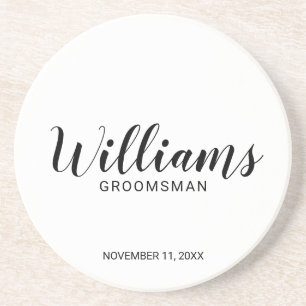 Modern script - speciaal gepersonaliseerd Groomsma Zandsteen Onderzetter
