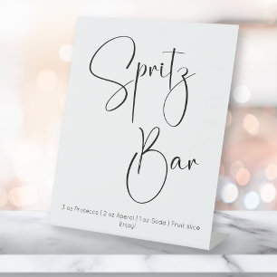 Modern Script Spritz Bar-Vrijgezellenfeest Reclamebord Met Voetstuk