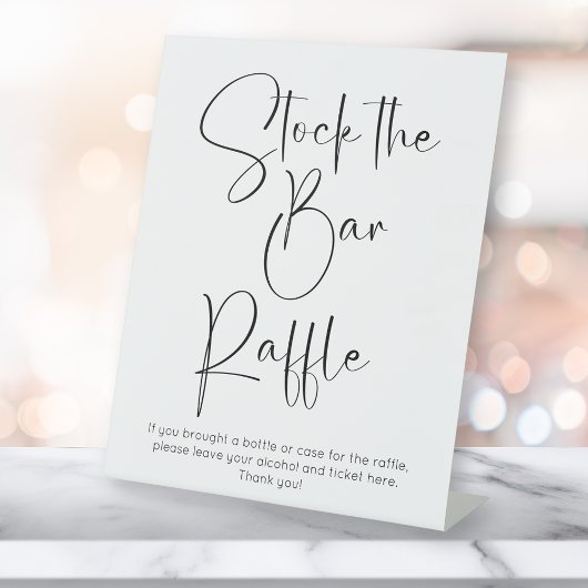 Modern Script Stock de Bar Raffle Reclamebord Met Voetstuk